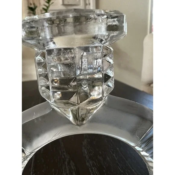 Pair Of Vintage Glass Candle Holders 1920/1930 - Picture 7 of 16